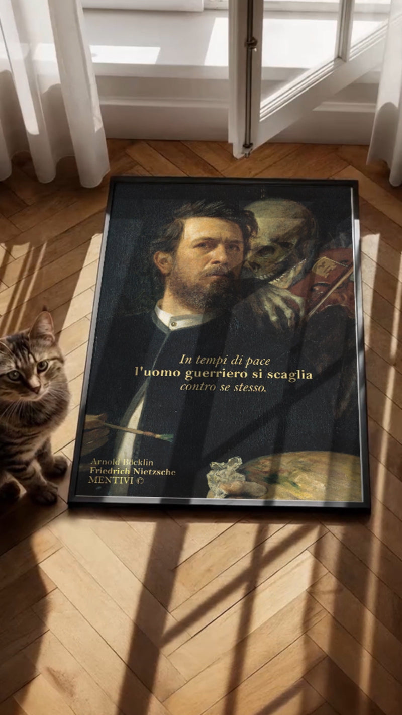 Poster - In tempi di pace l'uomo guerriero si scaglia contro se stesso (F. Nietzsche e A. Böcklin)