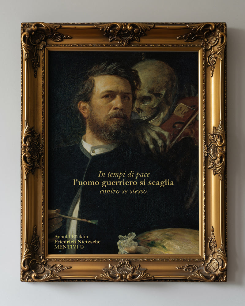 Poster - In tempi di pace l'uomo guerriero si scaglia contro se stesso (F. Nietzsche e A. Böcklin)
